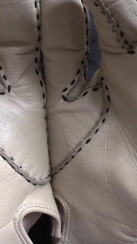 Beige Leather Gloves with a Strong Leather Scent on Your Face, Lady Victoria Valente