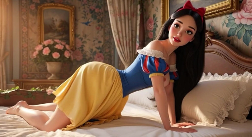 My night collection: Snow White Passionate Night in Enchanted Castle Bedroom with Classic...