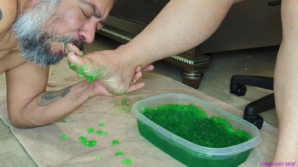 BBW Pleasures: BBW fötter fetisch: grön jello