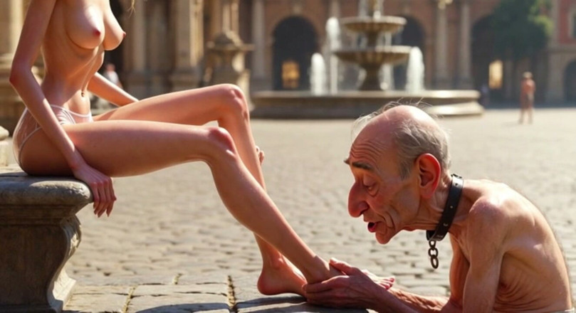 YOUR BEST FANTASY: Submissive Man Worshipping Mistress Feet in Plaza