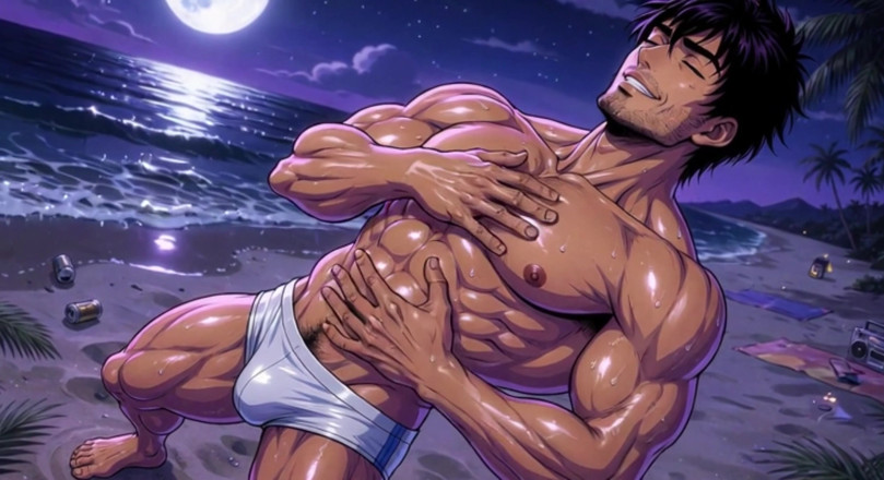 Erotic Man: Ai Muscle Hunks on Beach