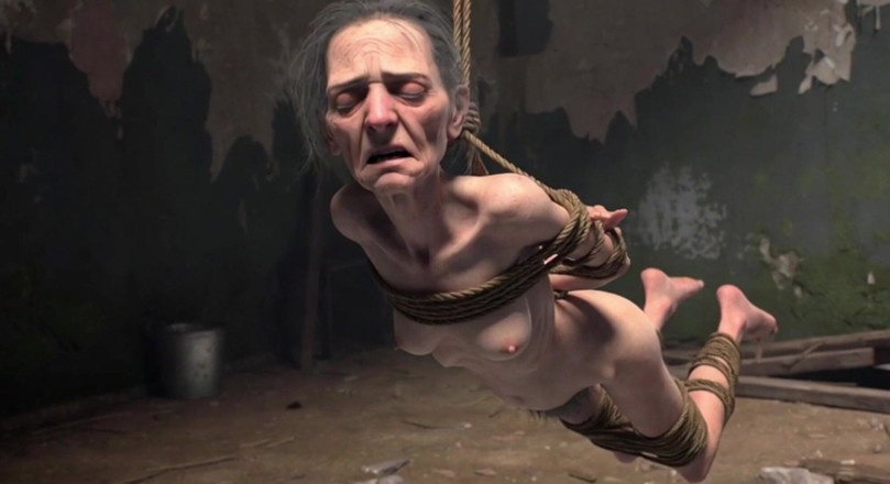 Anime Hentai: Elderly Granny Tied up - Terrified yet Craving Dick in Her...
