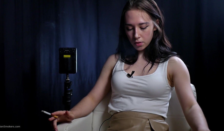 Russian Smokers: Brunette Teen Is Smoking White 100mm Cigarette