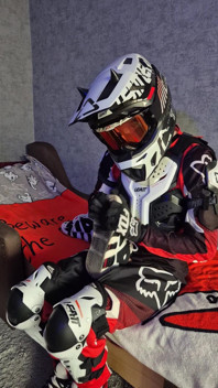 An Excited Guy in Motorcycle Gear Fucks His Sneakers