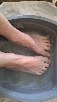 Simp to My Veiny Feet Soaking in a Foot Bath