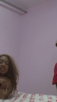 Burke has a pair of big tits and this black amateur loves to fuck them