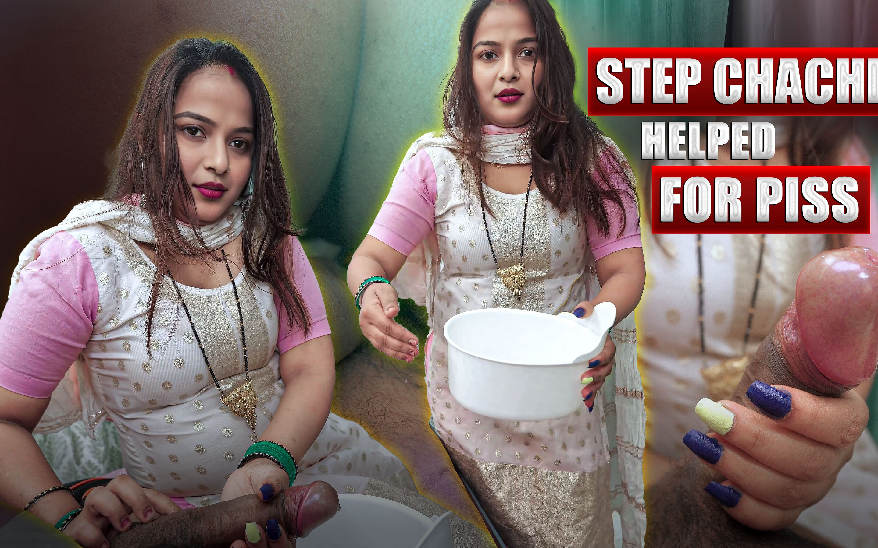 Chachi Ki Chudai- Chachi Helped Injured Stepson for Pissing, After Touches Dick She Can't Control Herself