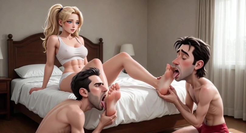 Anime Hentai: Multiple Male Slaves to Lick Her Feet - Cruel Humiliation