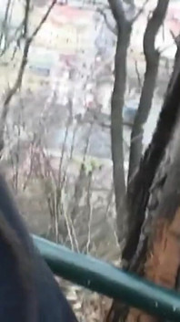 Exhibitionist milfs please a man by sucking his cock outdoors