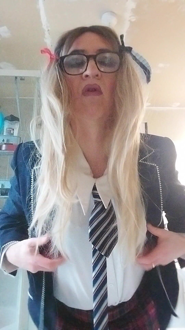 Cindy Belfast: Horny Sissy in Uniform Loves Her Precum
