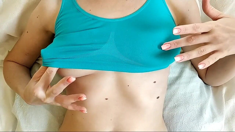 Toystest: Teen Wife Solo Plays with Nipples Through Sport Topic