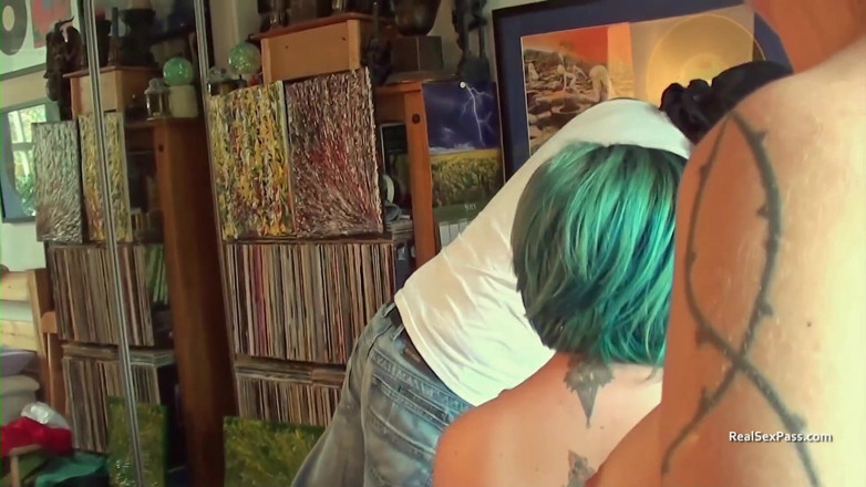 Transexual Fun: Candid behind the scenes footage of two females with a...