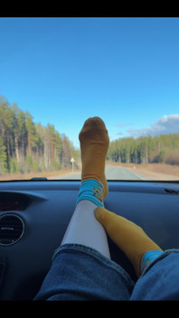 Feet on the dashboard