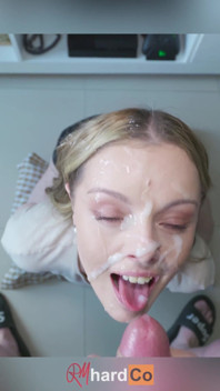 Amateur Big Facial - Emptying His Cum Filled Balls All Over My Face - Rmhardco