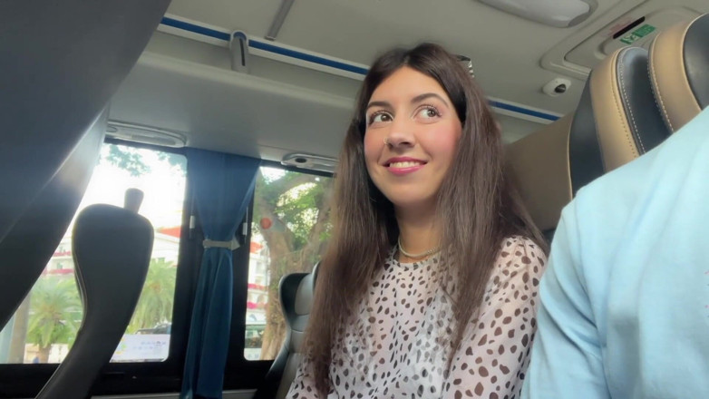 Katty West: Public Dick Flashing - Risky Handjob in Public Bus Full of...