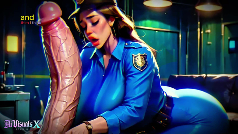 AI Visuals X: Vollbusige polizei, MILf sPH, während sie über monsterschwänze fantasiert (innere Monolog-fantasie)