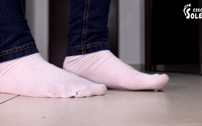 Czech Soles - foot fetish content: Worn White Socks POV Teasing with Her Big Feet