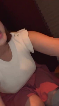 Internet Hook-up: a Big-tit Wife, Shaved Pussy Rubbing and Sucking My Cock -1
