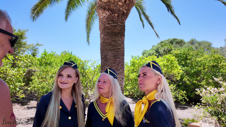 Lina Mila: Living Onboard Toilets?! Stewardess Mmfff Group Pissing with Dirty Tina...