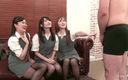 Asian porn collection: Uncensored JAV Reverse CFNM Nalon Footjob by Three Japanese Teens...