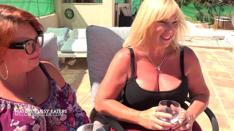 Melon Juggler: Mature Poolside Pussy Eating Lesbian MILFs
