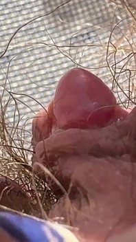 Ragazza pelosa amatoriale si masturba in primo piano con un clitoride enorme