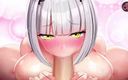 MsFreakAnim: Hentai loira adolescente chupando pau enorme e engolindo porra