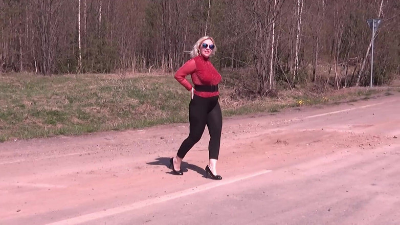 RedRoseRus: Black Transparent Leggings - Teasing on Road