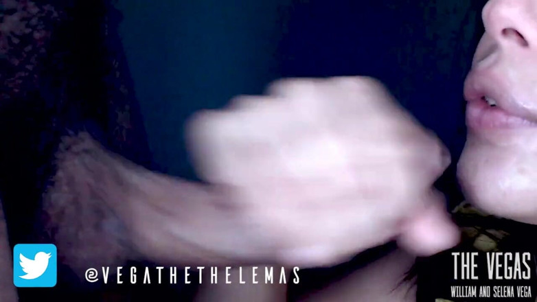 Selena Vega: Close up detailed blowjob and pulsating oral creampie