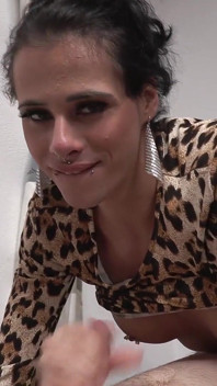 Hetero Man Blows Trans Woman's Cock for the First Time!
