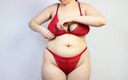 Lena Rose: Tom &amp;amp; Rose Röd spets underkläder inställd XL -storlek försök med ocensurerad