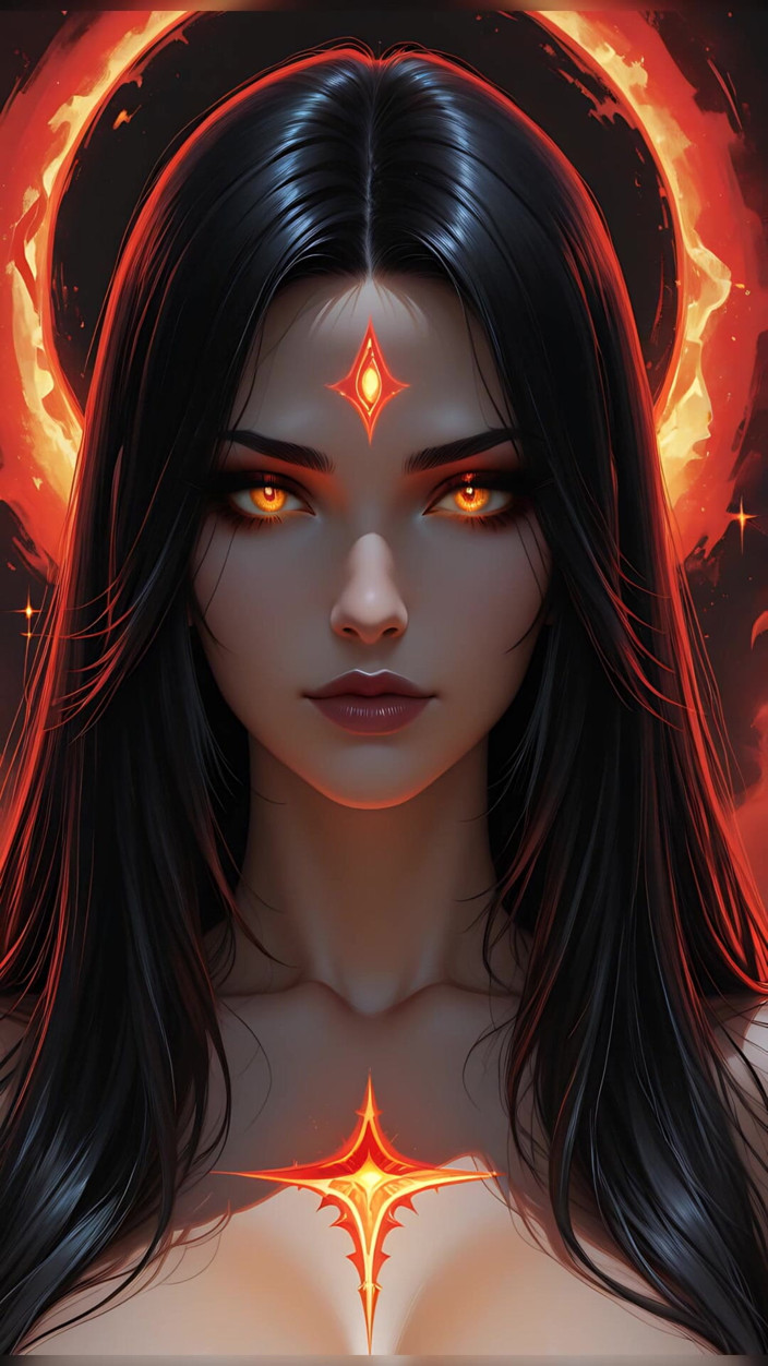 VelvetInk Studio: Stínová vraha válečná žena s Jet Černými vlasy a Amber Eyes Dark...