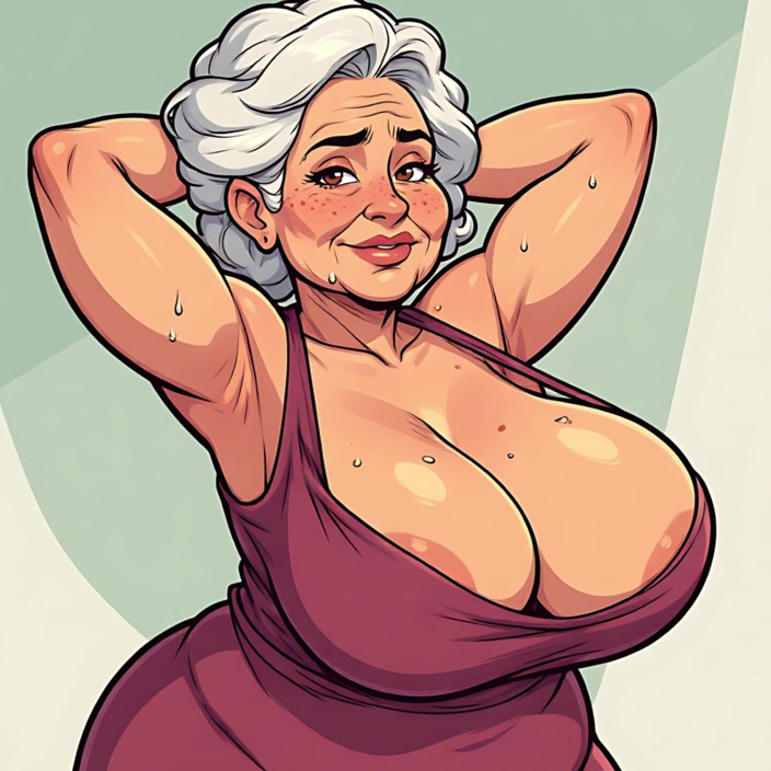 Huge Boobs: Sexy Cartoon Grannies Areola Slip