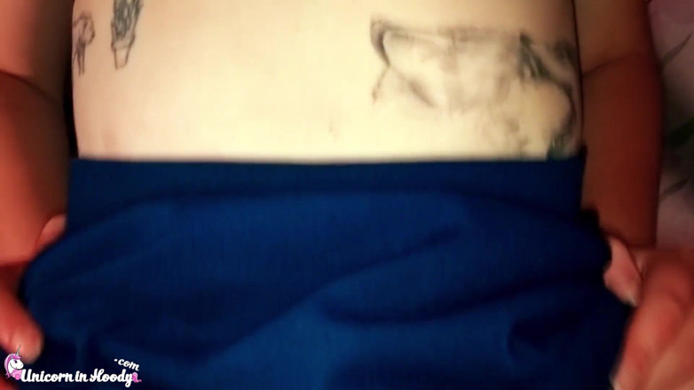 Unicorn In Hoodie: Young girl deepthroat and cowgirl boyfriend - cumshot closeup