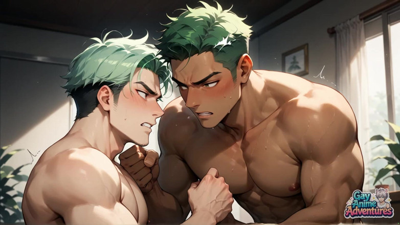 Gay Anime Adventures: Das sonnengeschiene schlafzimmer der grünhaarigen muskeln, creampie-explosion, schwuler hardcore-porno aufschmelzen!
