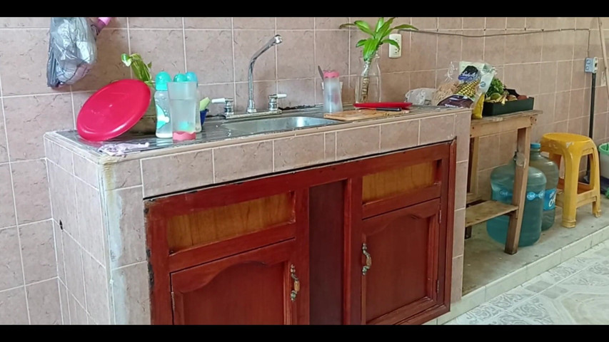 Chubby Stepmother Washes and Cleans the Kitchen (Karmico)