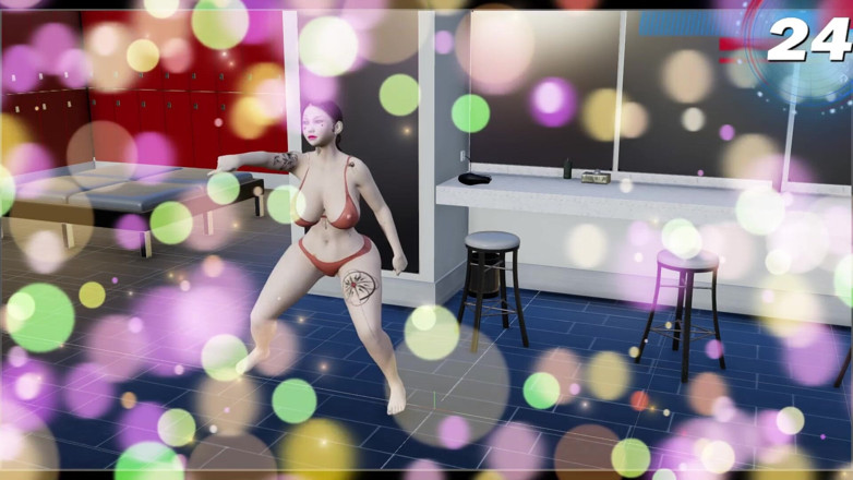 Virtual fantasy studio: Peituda e bunda 3D sexy menina com tatuagem colorida tirando em...