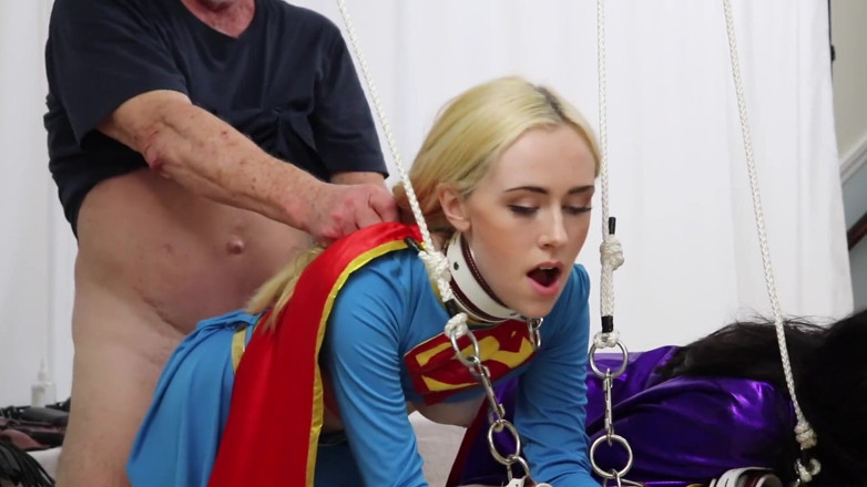 Azure Sky Films: Viva Athena / Candy White Supergirl-Batgirl - Threesome doggy style blowjobs deepthroat...