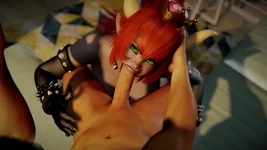 Bowsette chupando polla en primer plano | Parodia porno de Super Mario