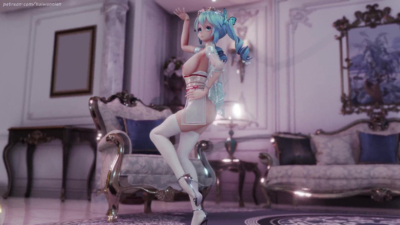 MikuMotion: Hatsune (g)i-dle - королева королеви, еротична уніформа,, колосальні груди, тремтять