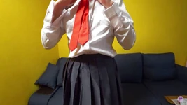 Follando a una linda chica universitaria con un gran culo después de la universidad (cosplay de anime, jinete inverso)