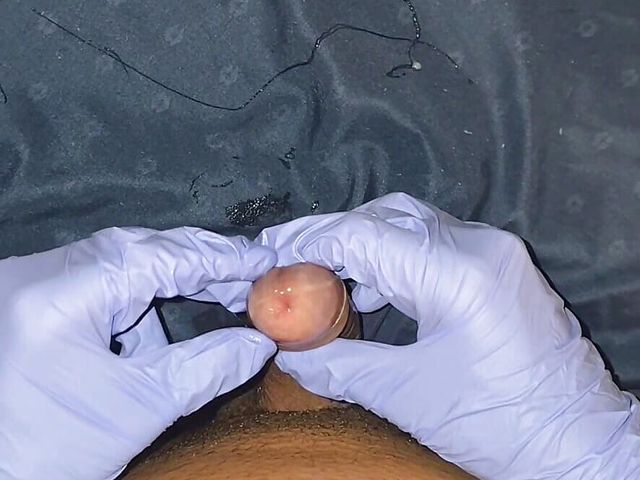 Larino Boy Getting His Dick Hard While Using Gloves with Precum (Noyroll)