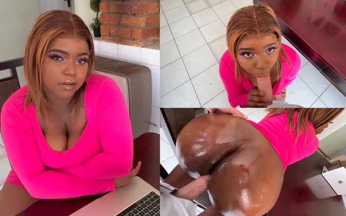 BootyClapper187: Submissive Black Secretary Gets Fucked and Creampied by Her White...