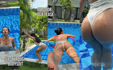 Princess Monica: Outdoor Yoga Tree Pose & Tease in See-through Bodysuit in the...