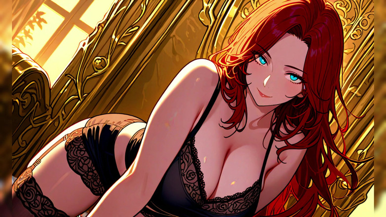 AI Porn: ベッドのセクシーな赤毛