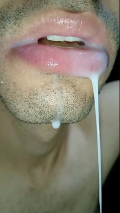 Cum in My Mouth, Play with Your Cum, and Swallow It, Close-up, Naughty Gay, Tongue, Sloopy