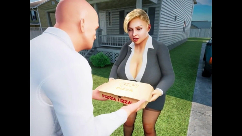 Denis animation: Chubby with Big Tits Love Pizza!