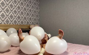 Rubbing My Pussy Against Balloons in Cat Ears and a Tail