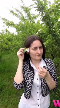 Desperate Girl Full Bladder Trying to Pee in the Forest and Smelling the Flowers