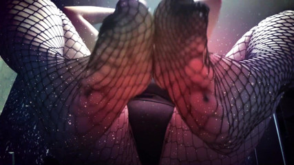 Goddess Misha Goldy: You are weak for my feet in fishnets JOI